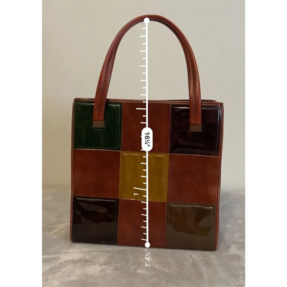 Iconic VINTAGE Patchwork Bag “Friends” Phoebe Square Leather Tote